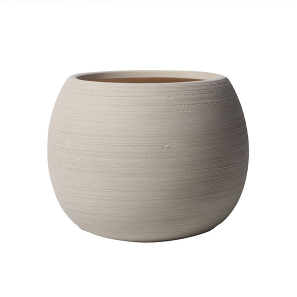 JYW2150 Ball shaped brushed effect ceramic planter pot for indoor use