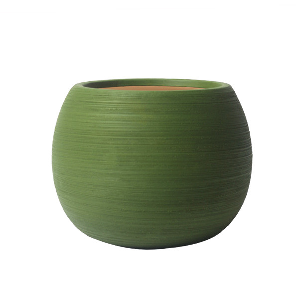 JYW2150 Ball shaped brushed effect ceramic planter pot for indoor use