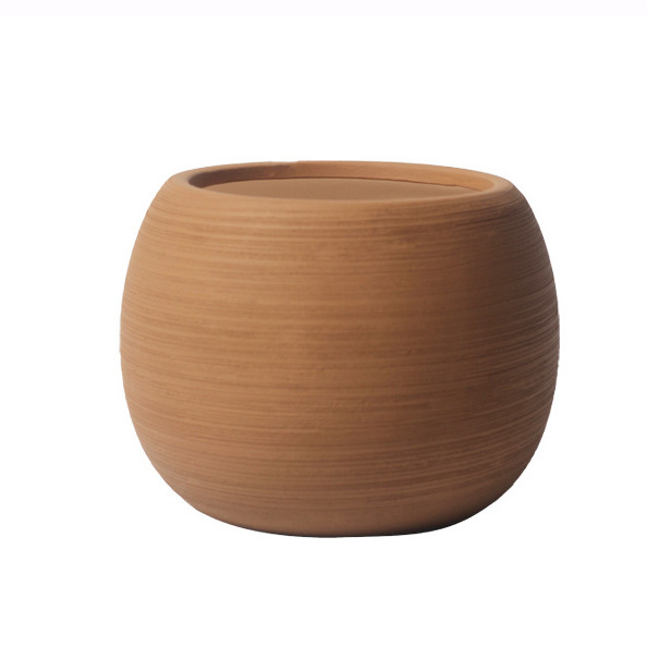 JYW2150 Ball shaped brushed effect ceramic planter pot for indoor use