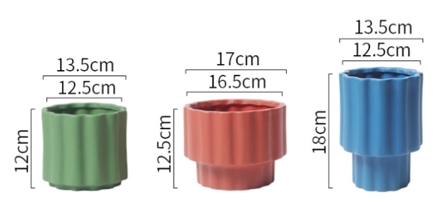JYW2149 Fluted ceramic indoor plant pot with elevated bottom
