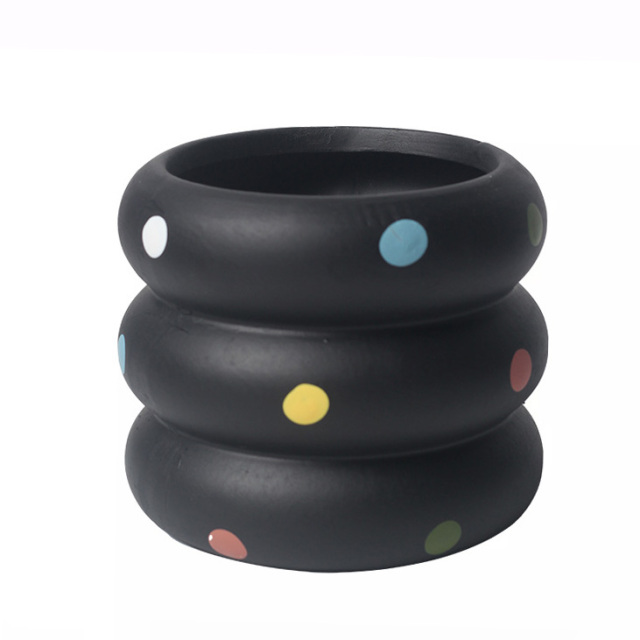 JYW2145 Modern design ceramic plant pot with polka design for indoor use