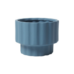 JYW2149 Fluted ceramic indoor plant pot with elevated bottom