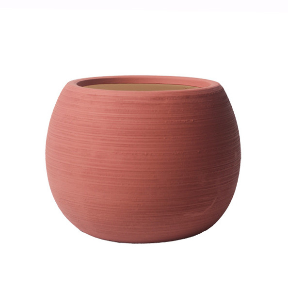 JYW2150 Ball shaped brushed effect ceramic planter pot for indoor use