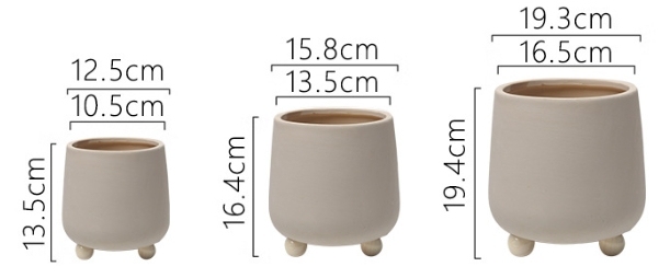 JYW2152 New Design Bisque ceramic pot with 3 rounded feet