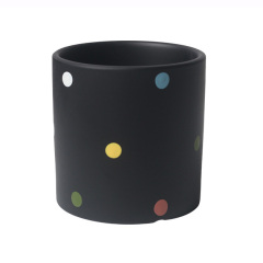 JYW2143 Cylinder shape ceramic planter pot with polka dots design