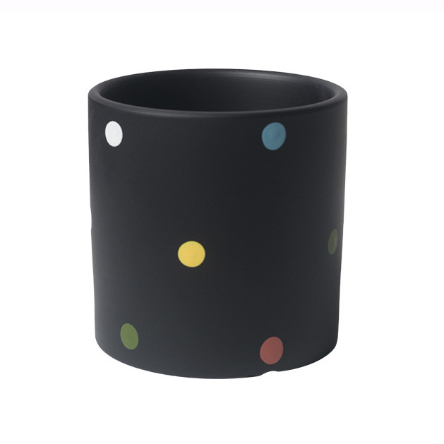 JYW2143 Cylinder shape ceramic planter pot with polka dots design