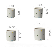 JYW2143 Cylinder shape ceramic planter pot with polka dots design