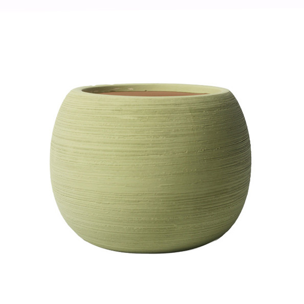 JYW2150 Ball shaped brushed effect ceramic planter pot for indoor use
