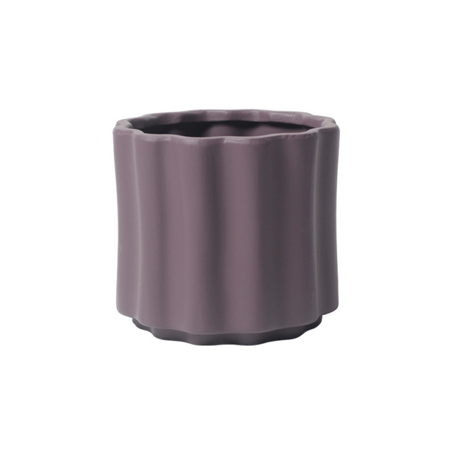 JYW2149 Fluted ceramic indoor plant pot with elevated bottom