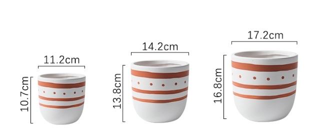 JYW2148 Hand painting geometric pattern ceramic cylinder pot with rounded bottom for indoor use