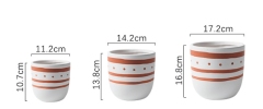 JYW2148 Hand painting geometric pattern ceramic cylinder pot with rounded bottom for indoor use