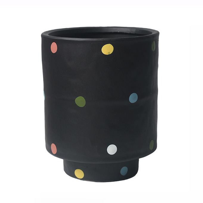 JYW2146 Polka dots design ceramic evelated bottom shaped planter pots