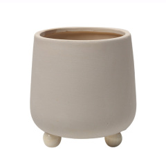 JYW2152 New Design Bisque ceramic pot with 3 rounded feet