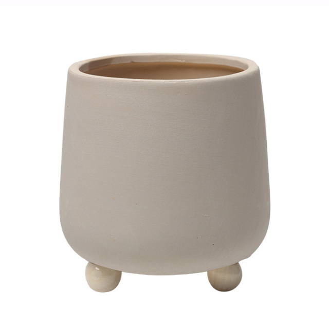 JYW2152 New Design Bisque ceramic pot with 3 rounded feet