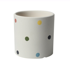 JYW2143 Cylinder shape ceramic planter pot with polka dots design