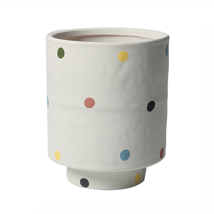 JYW2146 Polka dots design ceramic evelated bottom shaped planter pots