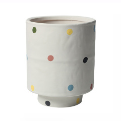 JYW2146 Polka dots design ceramic evelated bottom shaped planter pots