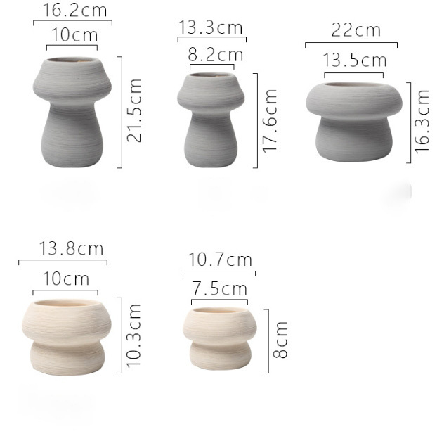 JYW2158 New arrival mushroom designed various colored ceramic indoor planter pot with brushed effect