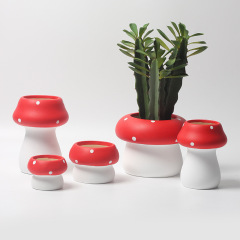 JYW2155 New arrival mushroom design ceramic planter pot with polka dots