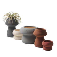 JYW2158 New arrival mushroom designed various colored ceramic indoor planter pot with brushed effect