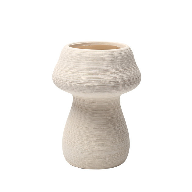 JYW2153  Brushed effect ceramic pot with bisque finish