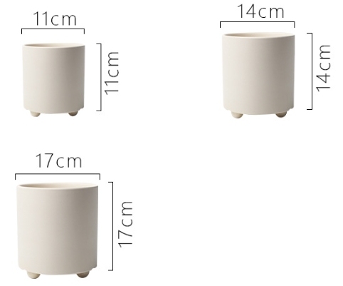 JYW2157 New arrival beige indoor ceramic cylinder pot with feet for indoor garden use