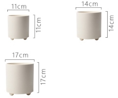 JYW2157 New arrival beige indoor ceramic cylinder pot with feet for indoor garden use