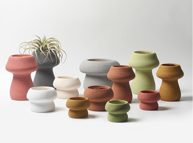 JYW2158 New arrival mushroom designed various colored ceramic indoor planter pot with brushed effect