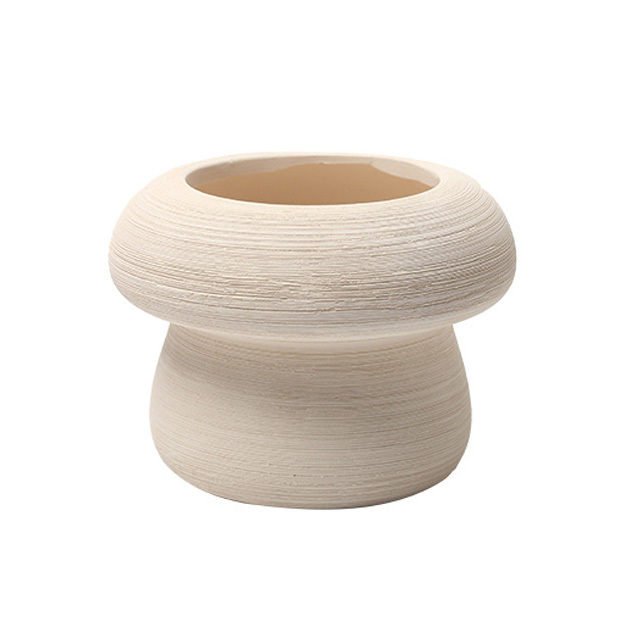 JYW2153  Brushed effect ceramic pot with bisque finish