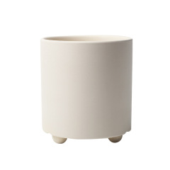 JYW2157 New arrival beige indoor ceramic cylinder pot with feet for indoor garden use