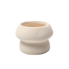 JYW2153  Brushed effect ceramic pot with bisque finish
