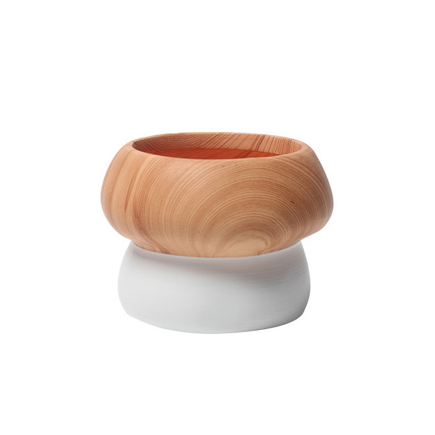 JYW2156 New arrival mushroom design ceramic planter pot with wooden effect