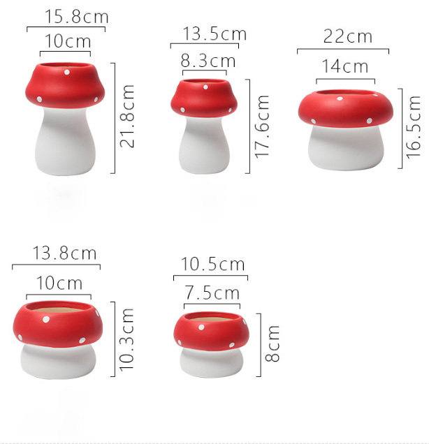 JYW2155 New arrival mushroom design ceramic planter pot with polka dots
