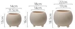 JYW2159 New arrival ball shaped ceramic planter pot with 3 feet