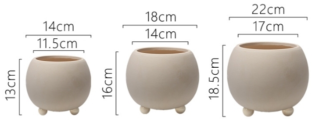 JYW2159 New arrival ball shaped ceramic planter pot with 3 feet