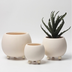 JYW2159 New arrival ball shaped ceramic planter pot with 3 feet