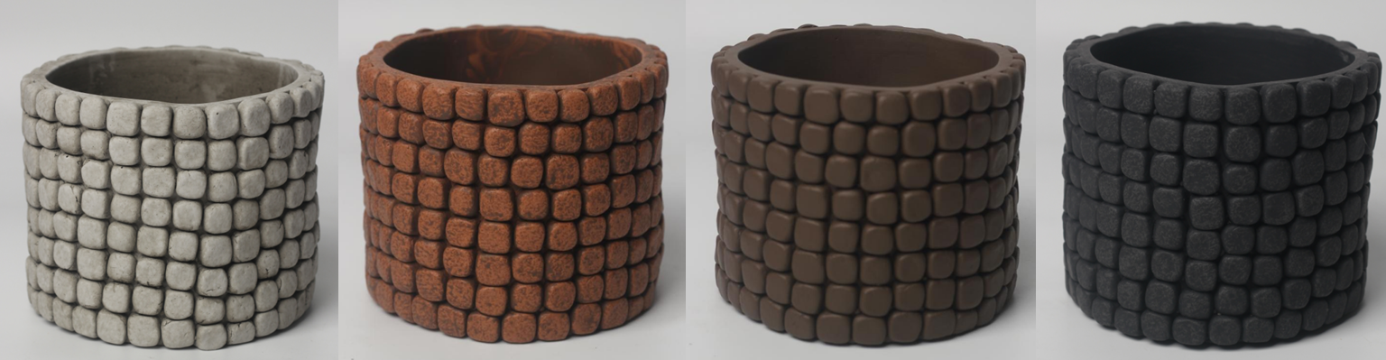 JLAK438 2025 New Cement cylinder pot planter with stone finish
