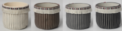 JLAK440 2025 New adorable cement fluted flower planter pot with fabric tassels