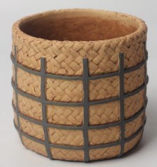 JLAK435 2025 New Cement textured finished basket planter pots for indoor and outdoor use