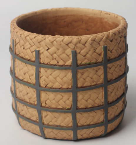 JLAK435 2025 New Cement textured finished basket planter pots for indoor and outdoor use