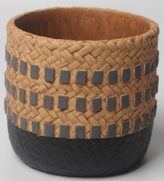 JLAK435 2025 New Cement textured finished basket planter pots for indoor and outdoor use