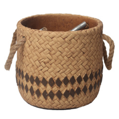 JLAK435 2025 New Cement textured finished basket planter pots for indoor and outdoor use
