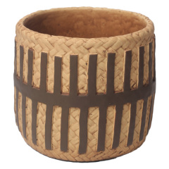 JLAK435 2025 New Cement textured finished basket planter pots for indoor and outdoor use
