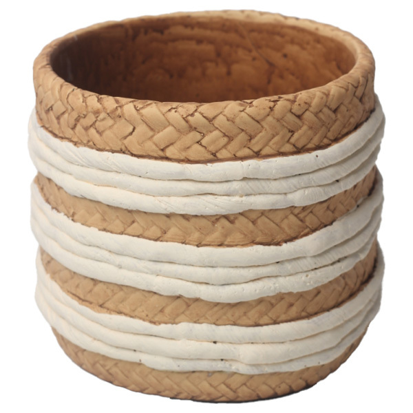 JLAK435 2025 New Cement textured finished basket planter pots for indoor and outdoor use