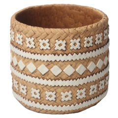 JLAK435 2025 New Cement textured finished basket planter pots for indoor and outdoor use