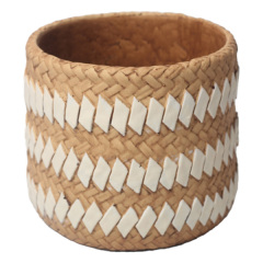 JLAK435 2025 New Cement textured finished basket planter pots for indoor and outdoor use