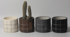 JLAK441 2025 New design cement flower planter pot with geometric pattern