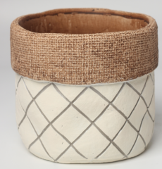 JLAK445 2025 New bag design cement flower pot with geometric pattern