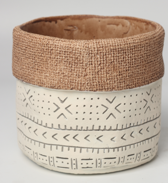 JLAK445 2025 New bag design cement flower pot with geometric pattern