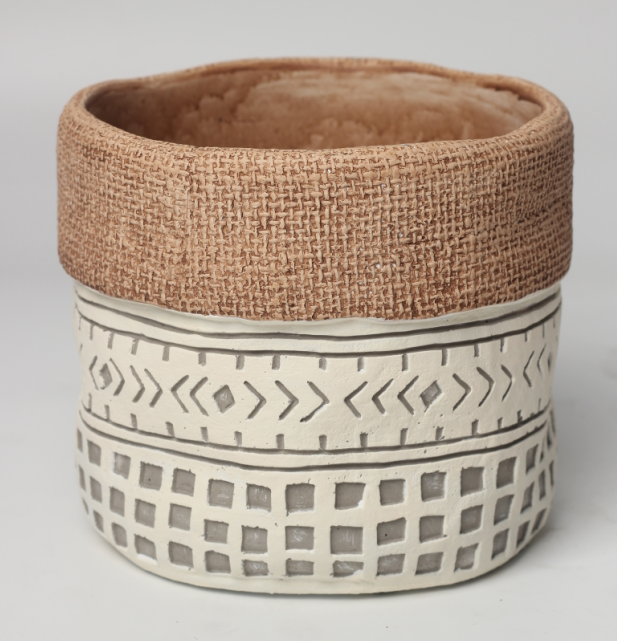 JLAK445 2025 New bag design cement flower pot with geometric pattern